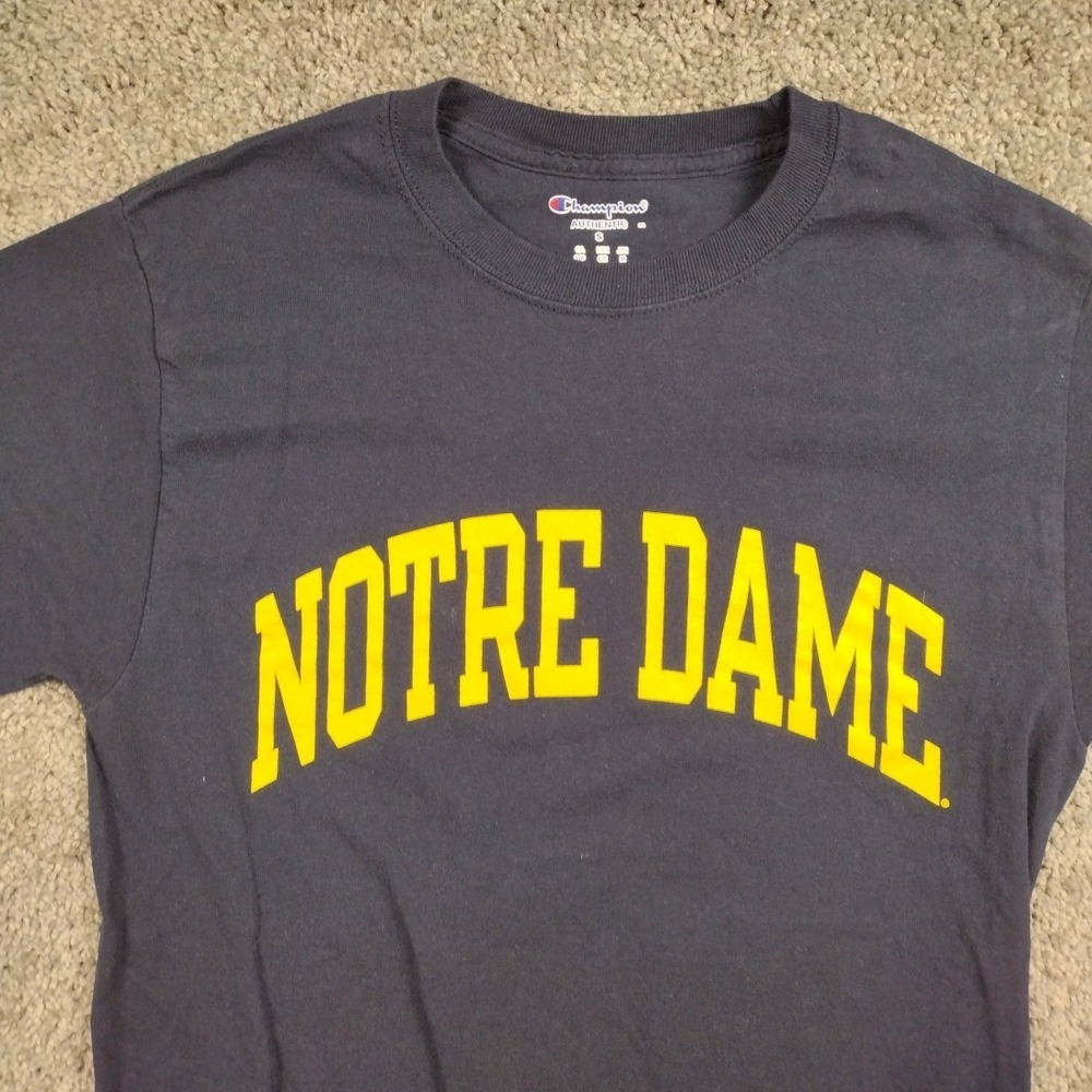 Champion T Shirt Mens Small Blue Notre Dame Fighting Irish 100% Cotton, Emblem - Picture 2 of 11